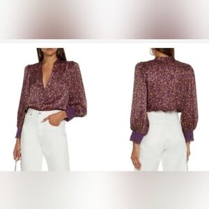 Alice and Olivia Sheila Purple and Gold Blouse NWT.